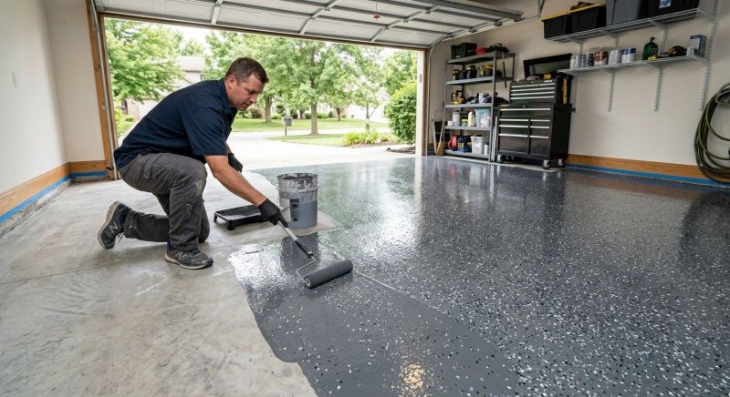Speckled Garage Floor Painting in Frederick, MD